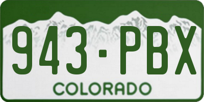 CO license plate 943PBX