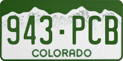 CO license plate 943PCB