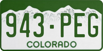 CO license plate 943PEG