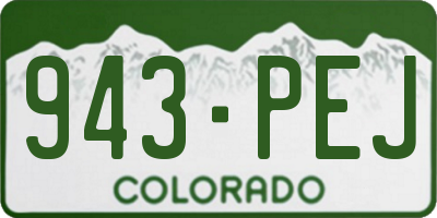 CO license plate 943PEJ