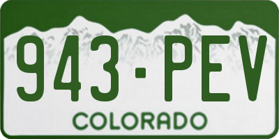 CO license plate 943PEV