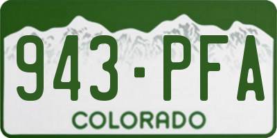 CO license plate 943PFA