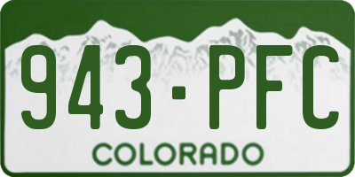 CO license plate 943PFC