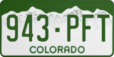 CO license plate 943PFT