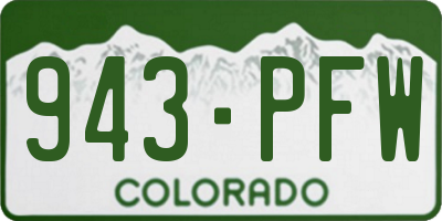 CO license plate 943PFW