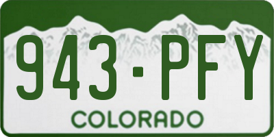 CO license plate 943PFY