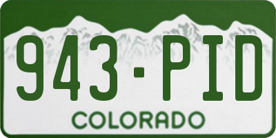 CO license plate 943PID