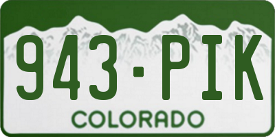 CO license plate 943PIK