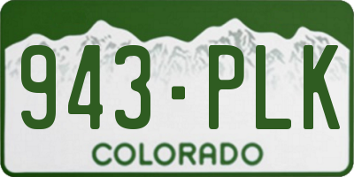 CO license plate 943PLK