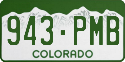 CO license plate 943PMB