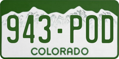 CO license plate 943POD