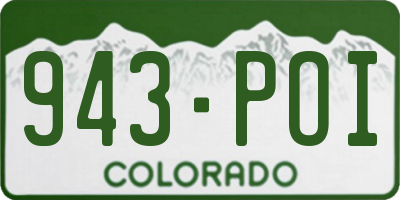 CO license plate 943POI