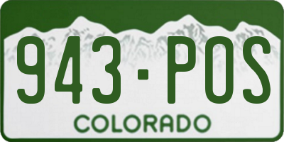 CO license plate 943POS
