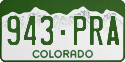 CO license plate 943PRA
