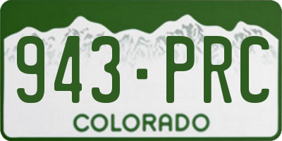 CO license plate 943PRC