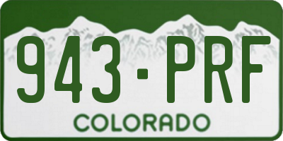 CO license plate 943PRF