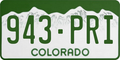 CO license plate 943PRI