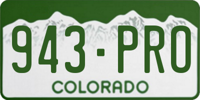 CO license plate 943PRO
