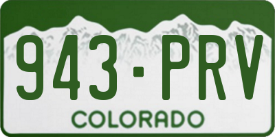 CO license plate 943PRV