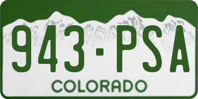 CO license plate 943PSA