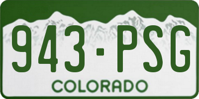 CO license plate 943PSG