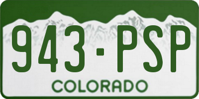CO license plate 943PSP