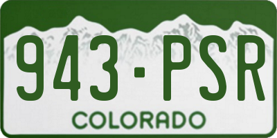 CO license plate 943PSR