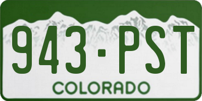 CO license plate 943PST