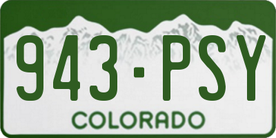 CO license plate 943PSY