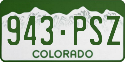 CO license plate 943PSZ