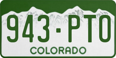 CO license plate 943PTO