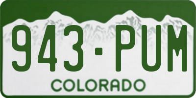 CO license plate 943PUM