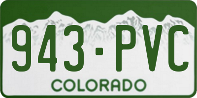 CO license plate 943PVC
