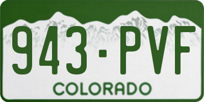 CO license plate 943PVF