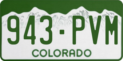 CO license plate 943PVM