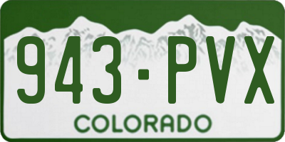 CO license plate 943PVX