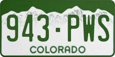 CO license plate 943PWS