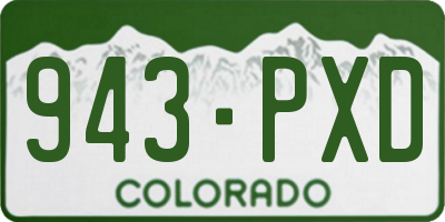 CO license plate 943PXD