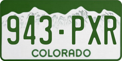 CO license plate 943PXR