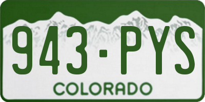 CO license plate 943PYS