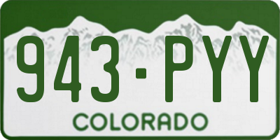 CO license plate 943PYY
