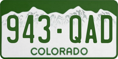 CO license plate 943QAD