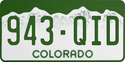 CO license plate 943QID