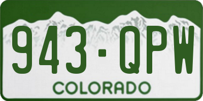 CO license plate 943QPW