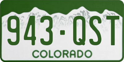 CO license plate 943QST