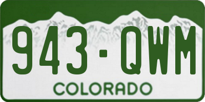 CO license plate 943QWM