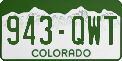 CO license plate 943QWT