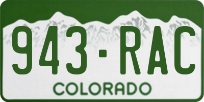 CO license plate 943RAC