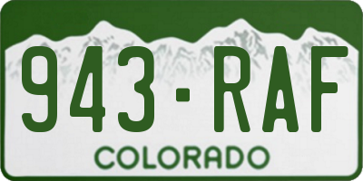 CO license plate 943RAF