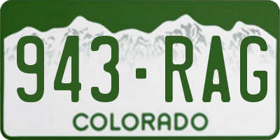 CO license plate 943RAG